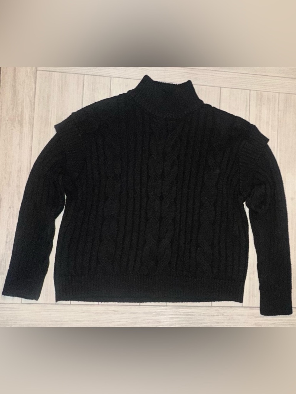 Time and Tru Black Cable-Knit Sweater